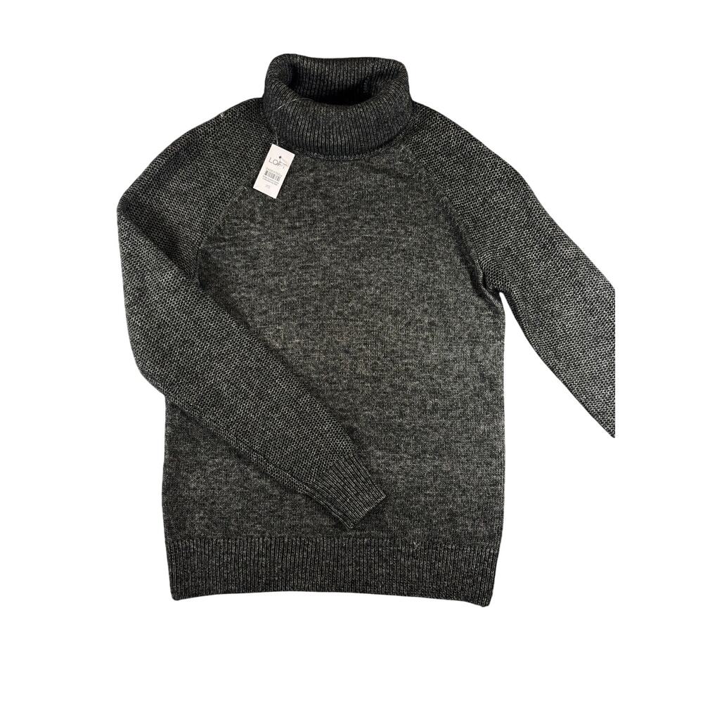 LOFT XS Stitchy Charcoal Gray Turtleneck Sweater NWT Flaw